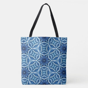 Bolsa Tote Padrão abstrato Icy Blue Crystal