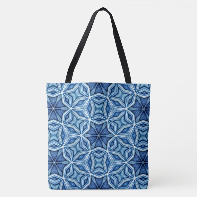 Bolsa Tote Padrão abstrato Icy Blue Crystal (Frente)