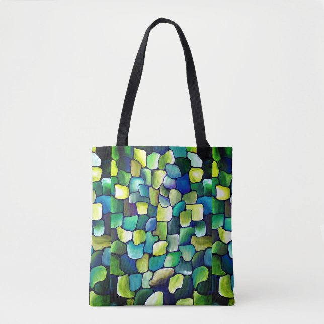Bolsa Tote Padrão Abstrato Verde Contemporâneo Urbano (Frente)