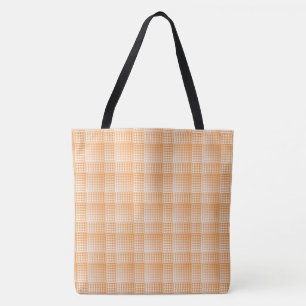 Bolsa Tote Padrão Abstrato Xadrez Laranja Branco