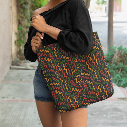 Bolsa Tote Padrão Africano das Linhas Ondas