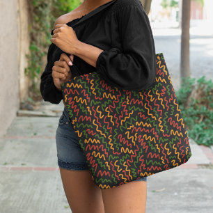 Bolsa Tote Padrão Africano das Linhas Ondas