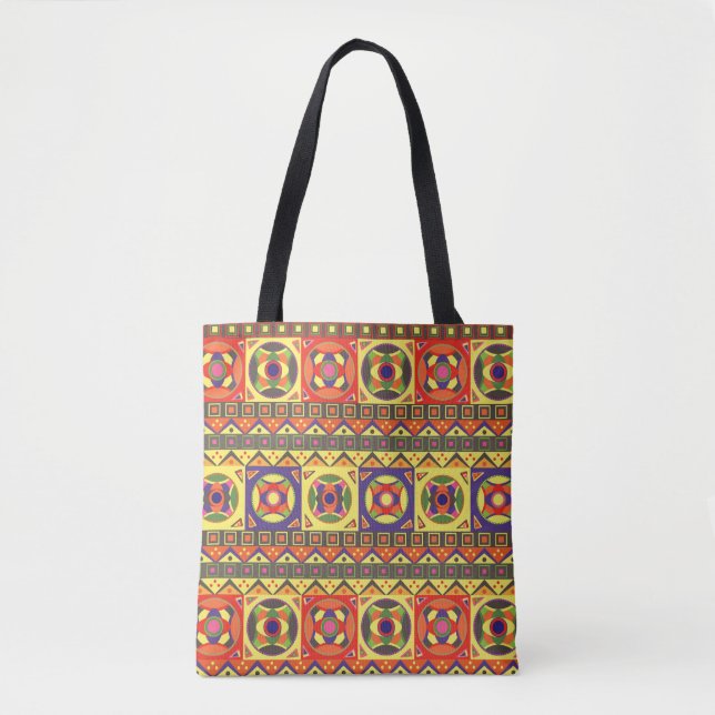 Bolsa Tote Padrão Africano Invisível abstrato com Ge (Frente)