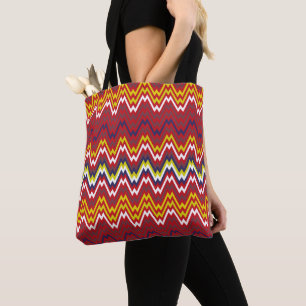 Bolsa Tote Padrão Afro-Zigzag Chevron-Weave Striped