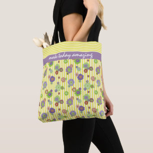 Bolsa Tote Padrão Amarelo Personalizado Floral bonito Daisy