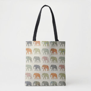 Bolsa Tote Padrão Animal Colorido de Elefante