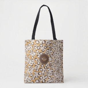 Bolsa Tote Padrão Animal do Monograma Personalizado de Chita 