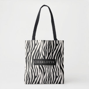 Bolsa Tote Padrão Animal Personalizado Moderno Zebra Safari