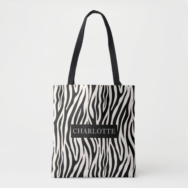 Bolsa Tote Padrão Animal Personalizado Moderno Zebra Safari (Frente)