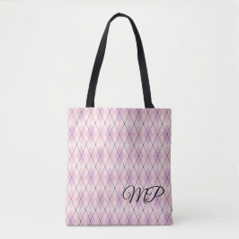 Bolsa Tote Padrão Argyle Tons de Rosa