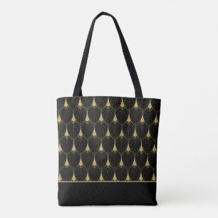 Bolsa Tote Padrão art-déco preto e dourado 13