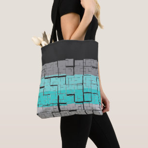 Bolsa Tote Padrão Azul da Cinza Preta legal