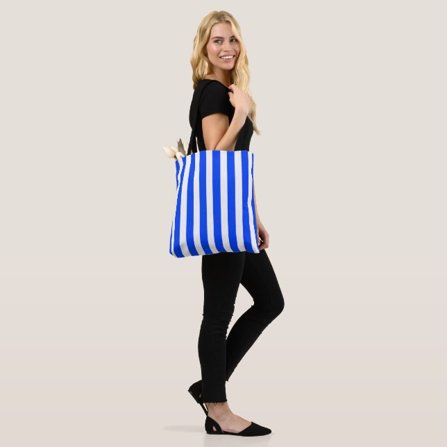 Bolsa Tote Padrão Azul e Branco do Sailor de Faixa Vertical (No(a) Modelo)