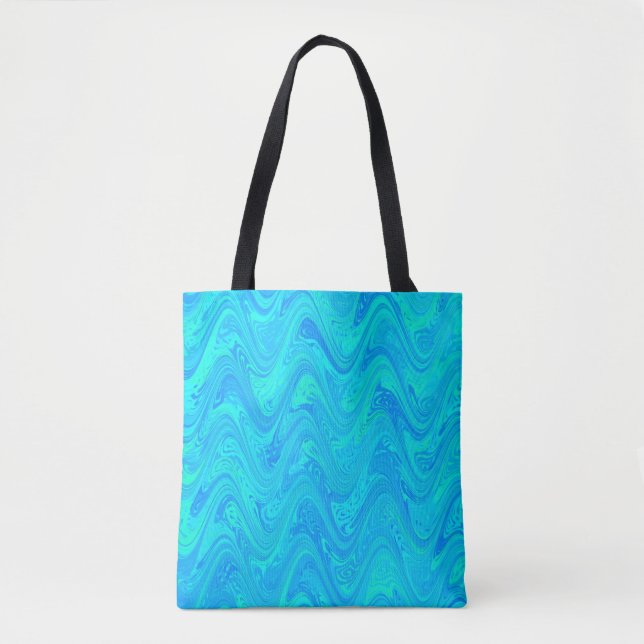 Bolsa Tote Padrão Azul Verde Mármore (Frente)