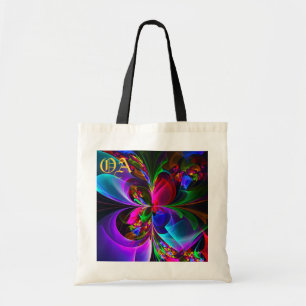 Bolsa Tote Padrão Azul Vermelho Abstrato Floral Moderno #12