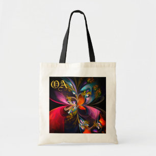Bolsa Tote Padrão Azul Vermelho Abstrato Floral Moderno #13