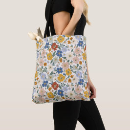 Bolsa Tote Padrão Boho de Prado de Flores Silvestres