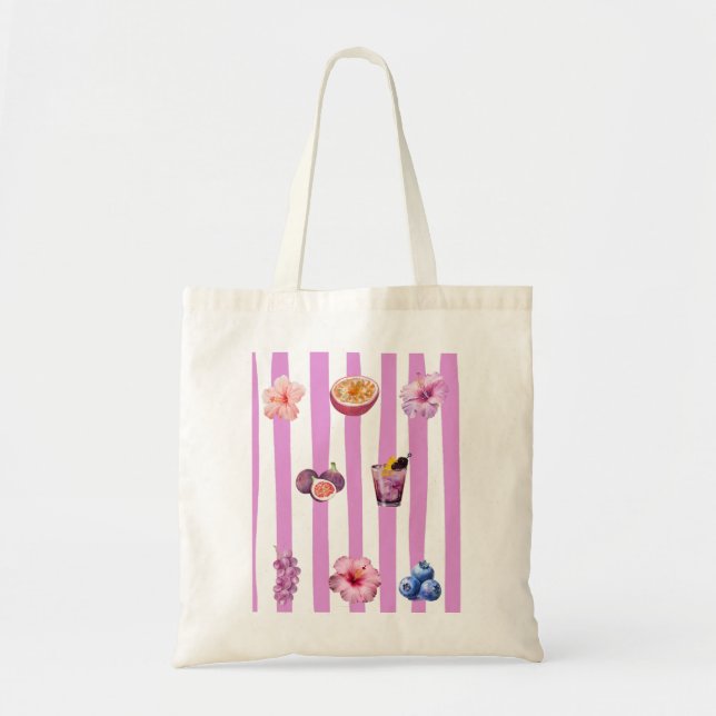 Bolsa Tote Padrão Botânico Aquarela Lavanda (Frente)