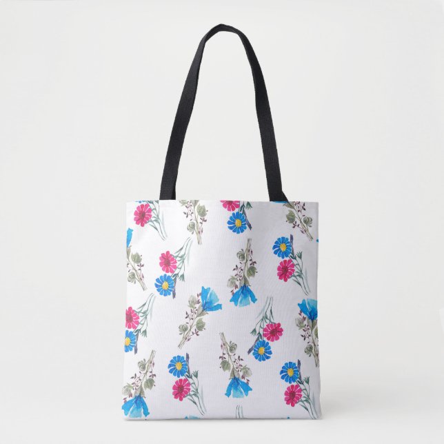 Bolsa Tote Padrão botânico aquoso de primavera rosa claro (Frente)