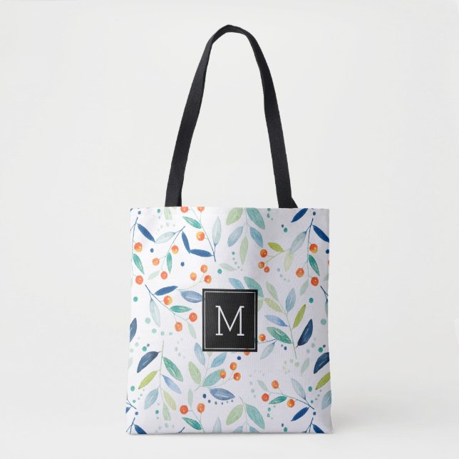 Bolsa Tote Padrão Botânico da Ilustração das Aquarelas Modern (Frente)