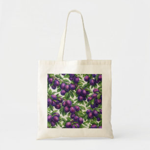 Bolsa Tote Padrão Botânico de Ameixa Roxa