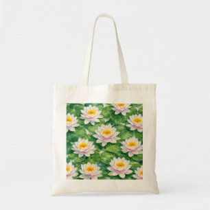 Bolsa Tote Padrão Botânico de Aquarela de Lagoa de Nenúfar Ro