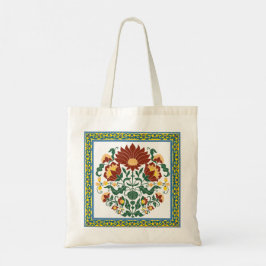 Bolsa Tote Padrão Botânico de Arte Folclórica Floral Tradicio