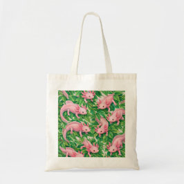 Bolsa Tote Padrão Botânico de Axolote Rosa