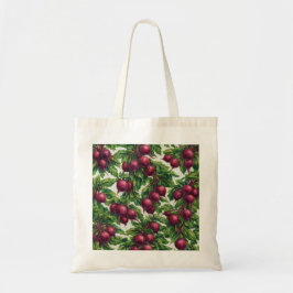 Bolsa Tote Padrão Botânico de Beterraba em Aquarela