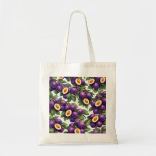 Bolsa Tote Padrão Botânico de Fatias de Ameixa