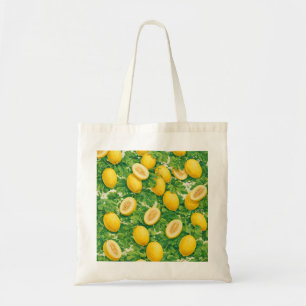 Bolsa Tote Padrão Botânico de Fatias de Melão Amarelo