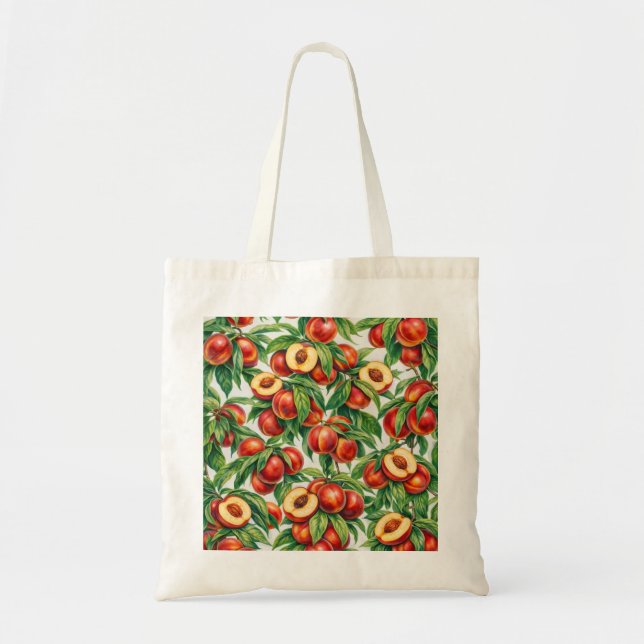 Bolsa Tote Padrão Botânico de Fatias de Nectarina (Frente)