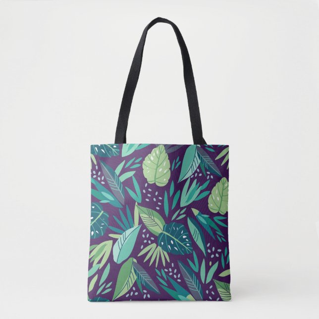 Bolsa Tote Padrão Botânico de Folhetos Verdes Tropicais (Frente)