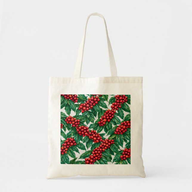 Bolsa Tote Padrão Botânico de Frutas Vermelhas da Planta de C (Frente)