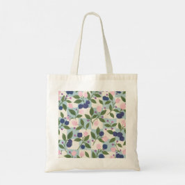 Bolsa Tote Padrão Botânico de Mirtilo e Floral Ros
