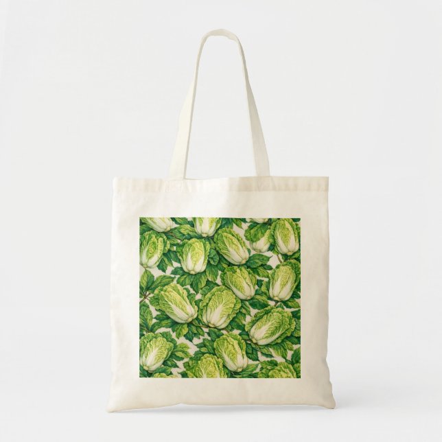 Bolsa Tote Padrão Botânico de Repolho Napa (Frente)