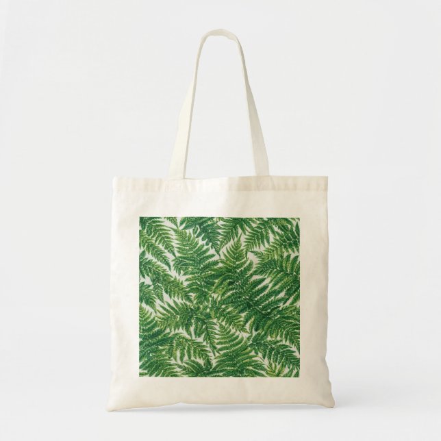 Bolsa Tote Padrão Botânico de Samambaia Verde Exuberante (Frente)