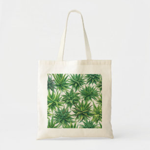Bolsa Tote Padrão Botânico de Suculenta Aloe Vera em Aquarela