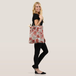 BOLSA TOTE PADRÃO BOTÂNICO FLORAL DE PAPOULA VERMELHA