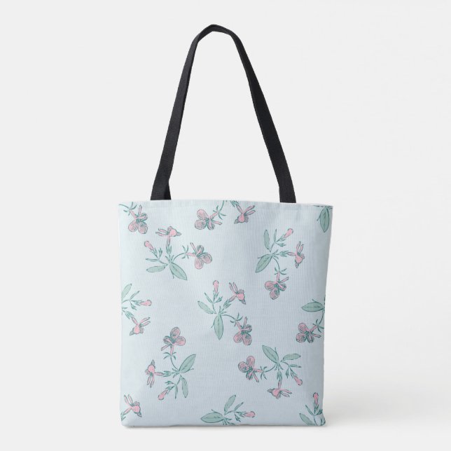Bolsa Tote Padrão Botânico Floral Sem Costura (Verso)
