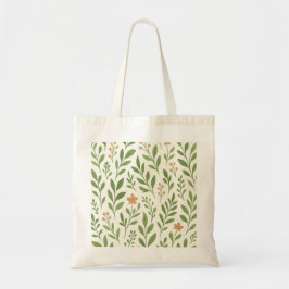 Bolsa Tote Padrão Botânico Minimalista com Folhas Verdes