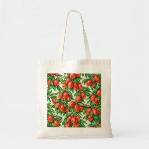 Bolsa Tote Padrão Botânico Tropical de Manga Vermelha