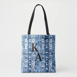 Bolsa Tote Padrão Branco e Azul do Sashiko Japonês