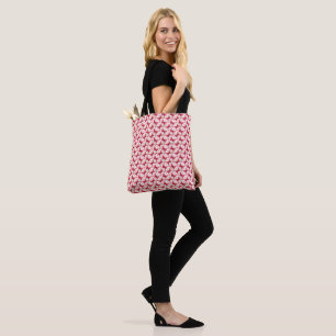 Bolsa Tote Padrão Caprichoso de Borboleta e Cereja em Aquarel