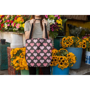 Bolsa Tote Padrão cardíaco de amor moderno