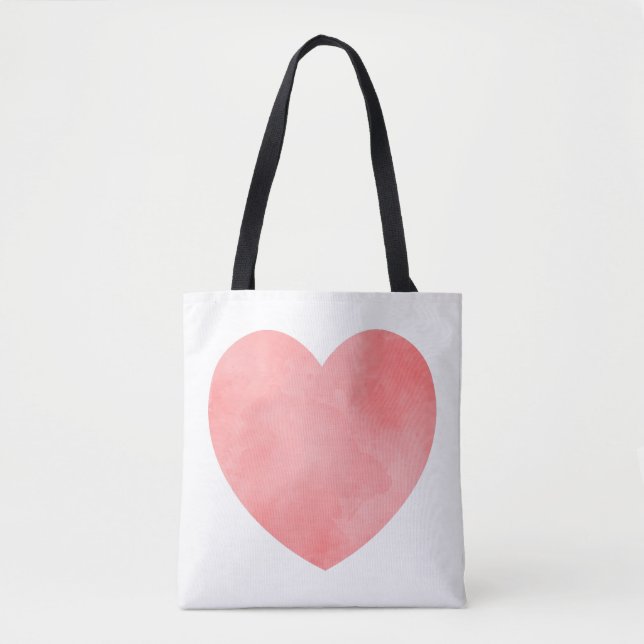 Bolsa Tote Padrão cardíaco de aquarela rosa (Frente)