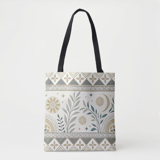 Bolsa Tote Padrão Celestial De Arte Folclórica Celestial (Frente)