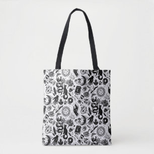 Bolsa Tote Padrão Celestial Mágico Mystica Preto e Branco