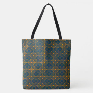 Bolsa Tote Padrão Chinês, Cubicos Cúbicos Laranja Apontados