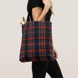 Bolsa Tote Padrão Clássico de Tartan Vermelho